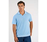 Poloshirt LINDBERGH "Poloshirt Comfort Fit", Herren, Gr. S, lt blau, Obermaterial: 100% Baumwolle, unifarben, lässig geschnitten, V-Ausschnitt, Shirts (25402930-S) lt blau
