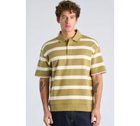 Poloshirt LINDBERGH "Poloshirt Oversize Fit", Herren, Gr. M, grün, Obermaterial: 85% Baumwolle, 15% Polyester, gestreift, oversize, Shirts (98818546-M) grün