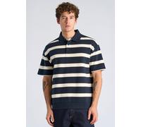Poloshirt LINDBERGH "Poloshirt Oversize Fit", Herren, Gr. M, navy, Obermaterial: 85% Baumwolle, 15% Polyester, gestreift, oversize, Shirts (68542119-M) navy