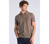 Poloshirt LINDBERGH "Poloshirt Relaxed Fit", Herren, Gr. S, braun (dk stone), Obermaterial: 83% Baumwolle, 17% Polyester, lässig geschnitten, V-Ausschnitt, Shirts (33360860-S) dk stone