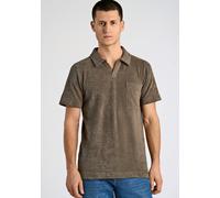 Poloshirt LINDBERGH "Poloshirt Relaxed Fit", Herren, Gr. S, grau (dk stone), Obermaterial: 80% Baumwolle, 20% Polyester, unifarben, lässig geschnitten, V-Ausschnitt, Shirts (87083451-S) dk stone