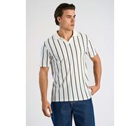 Poloshirt LINDBERGH "Poloshirt Slim Fit", Herren, Gr. 3XL, weiß wave, Obermaterial: 100% Baumwolle, gestreift, schmal, Shirts (65513321-XXXL) weiß wave