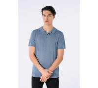 Poloshirt LINDBERGH "Poloshirt Slim Fit", Herren, Gr. L, blau blend, Obermaterial: 80% Viskose, 20% Nylon, unifarben, schmal, V-Ausschnitt, Shirts (76075459-L) blau blend