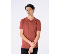 Poloshirt LINDBERGH "Poloshirt Slim Fit", Herren, Gr. L, rot (rot clay mel), Obermaterial: 80% Viskose, 20% Nylon, unifarben, schmal, V-Ausschnitt, Shirts (71238250-L) rot clay mel