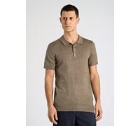 Poloshirt LINDBERGH "Poloshirt Slim Fit", Herren, Gr. M, dk sand mel, Obermaterial: 80% Viskose, 20% Nylon, unifarben, schmal, V-Ausschnitt, Shirts (95717536-M) dk sand mel