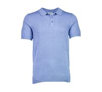 Poloshirt LINDBERGH "Poloshirt Slim Fit", Herren, Gr. XL, blau (sky blau mel), Obermaterial: 80% Viskose, 20% Nylon, schmal, V-Ausschnitt, Shirts (65455429-XL) sky blau mel