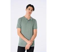Poloshirt LINDBERGH "Poloshirt Slim Fit", Herren, Gr. XXL, jade grün mel, Obermaterial: 80% Viskose, 20% Nylon, unifarben, schmal, V-Ausschnitt, Shirts (25802326-XXL) jade grün mel