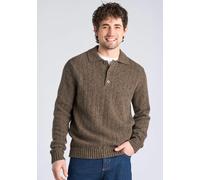 Poloshirt LINDBERGH "Strickpullover Comfort Fit", Herren, Gr. XL, braun (dk braun mel), Obermaterial: 80% Wolle, 20% Polyamid, lässig geschnitten, Shirts (71687113-XL) dk braun mel
