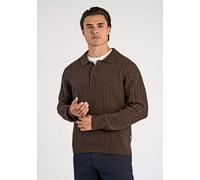 Poloshirt LINDBERGH "Strickpullover Relaxed Fit", Herren, Gr. L, braun (dk braun mel), Obermaterial: 80% Wolle, 20% Nylon, lässig geschnitten, Rundhals, Shirts (38400955-L) dk braun mel