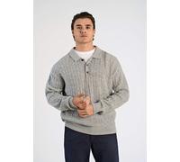 Poloshirt LINDBERGH "Strickpullover Relaxed Fit", Herren, Gr. XL, mid grau mel, Obermaterial: 80% Wolle, 20% Nylon, lässig geschnitten, Rundhals, Shirts (68322114-XL) mid grau mel