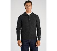 Poloshirt LINDBERGH "Strickpullover Relaxed Fit", Herren, Gr. XXL, charcoal mel, Obermaterial: 80% Wolle, 20% Nylon, lässig geschnitten, Rundhals, Shirts (95215361-XXL) charcoal mel