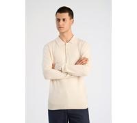 Poloshirt LINDBERGH "Strickpullover Slim Fit", Herren, Gr. L, weiß (sanftes weiß), Obermaterial: 80% Viskose, 20% Nylon, unifarben, schmal, V-Ausschnitt, Shirts (73069500-L) sanftes weiß