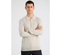 Poloshirt LINDBERGH "Strickpullover Slim Fit", Herren, Gr. XL, grau (lt grau), Obermaterial: 80% Viskose, 20% Nylon, unifarben, schmal, V-Ausschnitt, Shirts (33034052-XL) lt grau