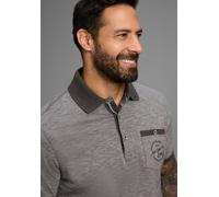 Poloshirt MAN'S WORLD, Herren, Gr. 3XL (64/66), schwarz (anthra melange), Single Jersey, Obermaterial: 100% Baumwolle, meliert, regular fit, Rundhals, Rippbündchen kontrastfarben, Shirts, Kurzarm, Reg