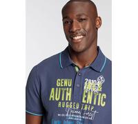 Poloshirt MAN'S WORLD, Herren, Gr. L (52/54), blau (indigoblau), Piqué, Obermaterial: 100% Baumwolle, bedruckt, normal, Rippbündchen, Shirts, Kurzarm, mit Rippbündchen, Polokragen, lässiger Print (446