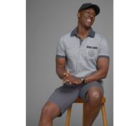 Poloshirt MAN'S WORLD, Herren, Gr. S (44/46), blau (blau, meliert), Single Jersey, Obermaterial: 100% Baumwolle, meliert, regular fit, Rundhals, Rippbündchen kontrastfarben, Shirts, Kurzarm, Regular F