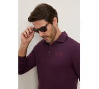 Poloshirt MAN'S WORLD, Herren, Gr. S (44/46), pflaume, Jersey, Obermaterial: 100% Baumwolle, Strukturmuster, regular fit, angesetztes Bündchen, Shirts, normale Passform, mit Langarm, klassischer Stil