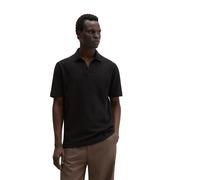 Poloshirt MARC O'POLO "aus Baumwoll-Leinen-Mix", Damen, Gr. S, schwarz, Obermaterial: 80% Baumwolle, 20% Leinen, unifarben, regular fit, Shirts (97964953-S) schwarz