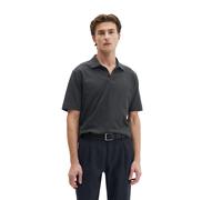 Poloshirt MARC O'POLO "aus Baumwoll-Leinen-Mix", Damen, Gr. XXL, schwarz navy, Obermaterial: 80% Baumwolle, 20% Leinen, unifarben, regular fit, Shirts (81435347-XXL) schwarz navy