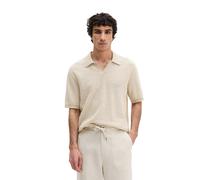 Poloshirt MARC O'POLO "aus Bio-Baumwolle und Leinen", Damen, Gr. XXL, grau silk, Obermaterial: 87% Baumwolle, 13% Leinen, gestreift, regular fit, Rippbündchen, Shirts (34347308-XXL) grau silk