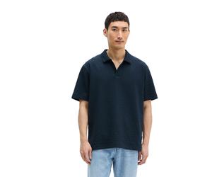 Poloshirt MARC O'POLO "aus schwerem Ripp-Jersey", Herren, Gr. L, schwarz navy, Obermaterial: 100% Baumwolle, unifarben, loose fit, Shirts (88355734-L) schwarz navy