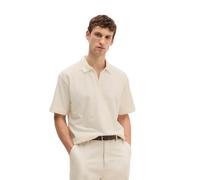 Poloshirt MARC O'POLO "aus schwerem Ripp-Jersey", Herren, Gr. M, beige (silky weiß), Obermaterial: 100% Baumwolle, unifarben, loose fit, Shirts (40731221-M) silky weiß