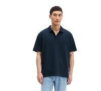Poloshirt MARC O'POLO "aus schwerem Ripp-Jersey", Herren, Gr. S, blau (schwarz navy), Obermaterial: 100% Baumwolle, unifarben, loose fit, Shirts (88355734-S) schwarz navy