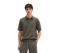 Poloshirt MARC O'POLO "aus weichem Bouclé-Jersey", Herren, Gr. L, braun (schwarz nickle), Obermaterial: 64% Baumwolle, 36% Polyester, unifarben, loose fit, Shirts (47663546-L) schwarz nickle