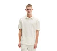 Poloshirt MARC O'POLO "aus weichem Bouclé-Jersey", Herren, Gr. L, weiß (silky weiß), Obermaterial: 64% Baumwolle, 36% Polyester, unifarben, loose fit, Shirts (53548137-L) silky weiß