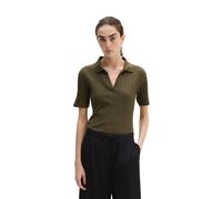 Poloshirt MARC O'POLO, Damen, Gr. S, grün (mossy earth), Strick, Obermaterial: 50% Baumwolle, 50% Modal, slim fit normal, V-Ausschnitt, Shirts, Pointelle slim mit TENCEL™ Modal (79027611-S) mossy eart