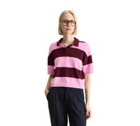 Poloshirt MARC O'POLO DENIM "aus Crinkled Organic Cotton-Mix", Damen, Gr. L, schwarz pink, Obermaterial: 81% Baumwolle, 19% Polyamid, unifarben, regular fit, Rollkante, Shirts (85626303-L) schwarz pin
