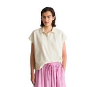 Poloshirt MARC O'POLO DENIM "aus Interlock-Jersey", Damen, Gr. S, beige (silky weiß), Obermaterial: 96% Baumwolle, 4% Elasthan, unifarben, normaler Saum, Shirts (13970861-S) silky weiß