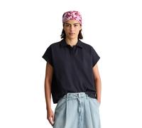 Poloshirt MARC O'POLO DENIM "aus Interlock-Jersey", Damen, Gr. XS, schwarz (blau depths), Obermaterial: 96% Baumwolle, 4% Elasthan, unifarben, normaler Saum, Shirts (23560125-XS) blau depths