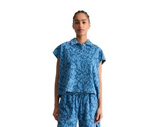 Poloshirt MARC O'POLO DENIM "aus Organic Cotton", Damen, Gr. L, medium blau, Obermaterial: 100% Baumwolle, bedruckt, relaxed fit, normaler Saum, Shirts (27795636-L) medium blau
