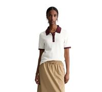 Poloshirt MARC O'POLO DENIM "aus reiner Bio-Baumwolle", Damen, Gr. S, sanftes weiß, Obermaterial: 100% Baumwolle, unifarben, slim fit, normaler Saum, Shirts (13819600-S) sanftes weiß