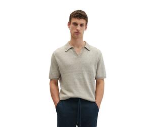 Poloshirt MARC O'POLO, Herren, Gr. M, linen weiß, Strick, Obermaterial: 65% Leinen, 35% Baumwolle, regular fit normal, V-Ausschnitt, Bündchen, Shirts, regular aus Bio-Baumwolle und Leinen (43693023-M)