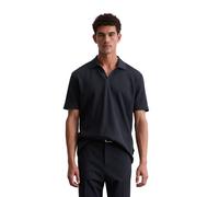 Poloshirt MARC O'POLO "mit elastischer Rippstruktur", Herren, Gr. XXL, schwarz navy, Obermaterial: 97% Baumwolle, 3% Elasthan, unifarben, skinny fit, Shirts (62922838-XXL) schwarz navy