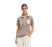 Poloshirt MARC O'POLO "mit Material-Mix-Details", Damen, Gr. S, earthy taupe, Obermaterial: 100% Baumwolle, unifarben, slim fit, normaler Saum, Shirts (21889600-S) earthy taupe