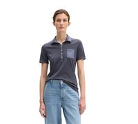 Poloshirt MARC O'POLO "mit Material-Mix-Details", Damen, Gr. S, stormy sky, Obermaterial: 100% Baumwolle, unifarben, slim fit, normaler Saum, Shirts (54803919-S) stormy sky