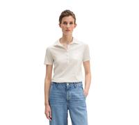 Poloshirt MARC O'POLO "mit Material-Mix-Details", Damen, Gr. XL, weiß cotton, Obermaterial: 100% Baumwolle, unifarben, slim fit, normaler Saum, Shirts (22346366-XL) weiß cotton