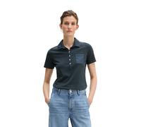 Poloshirt MARC O'POLO "mit Material-Mix-Details", Damen, Gr. XS, deep night blau, Obermaterial: 100% Baumwolle, unifarben, slim fit, normaler Saum, Shirts (47410510-XS) deep night blau