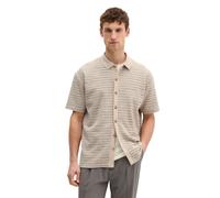 Poloshirt MARC O'POLO "mit strukturiertem Streifen-Muster", Herren, Gr. 3XL, light beige, Obermaterial: 100% Baumwolle, gestreift, loose fit, Shirts (13508169-XXXL) light beige
