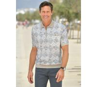 Poloshirt MARCO DONATI "Kurzarm-Poloshirt", Herren, Gr. 48/50, weiß (weiß, bedruckt), 100% Baumwolle, Kragen und Ärmelabschluss:95% Baumwolle, 5% Elasthan, gemustert, mehrfarbig, ohne Ausschnitt, Shir