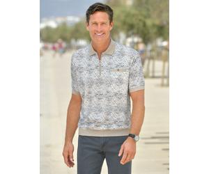 Poloshirt MARCO DONATI "Kurzarm-Poloshirt", Herren, Gr. 64/66, weiß (weiß, bedruckt), 100% Baumwolle, Kragen und Ärmelabschluss:95% Baumwolle, 5% Elasthan, gemustert, mehrfarbig, ohne Ausschnitt, Shir