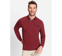 Poloshirt MARCO DONATI "Langarm-Poloshirt", Herren, Gr. 48/50, bunt (dunkelrot, marine), 100% Baumwolle, unifarben, Shirts (77248539-48) dunkelrot, marine