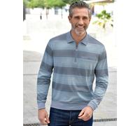 Poloshirt MARCO DONATI "Langarm-Shirt", Herren, Gr. 44/46, blau (blau, gestreift), 100% Baumwolle, bedruckt, gemustert, ohne Ausschnitt, Shirts (50009153-44) blau, gestreift