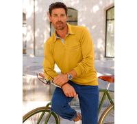 Poloshirt MARCO DONATI "Langarm-Shirt", Herren, Gr. 48/50, gelb (ocker), 100% Baumwolle, gemustert, kariert, unifarben, ohne Ausschnitt, Shirts (539245-48) ocker
