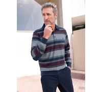 Poloshirt MARCO DONATI "Langarm-Shirt", Herren, Gr. 48/50, grau (marine, bordeaux, gestreift), 100% Baumwolle, gemustert, gestreift, mehrfarbig, meliert, Shirts (65217367-48) marine, bordeaux, gestrei
