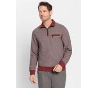 Poloshirt MARCO DONATI "Langarm-Shirt", Herren, Gr. 52/54, braun (rotbraun, gestreift), 65% Baumwolle, 35% Polyester, meliert, Shirts (27850804-52) rotbraun, gestreift