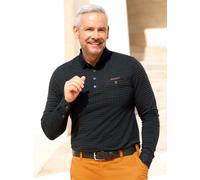 Poloshirt MARCO DONATI "Langarm-Shirt", Herren, Gr. 52/54, braun (schwarz, cognac, gemustert), 95% Baumwolle, 5% Elasthan, gemustert, gestreift, Shirts (96109234-52) schwarz, cognac, gemustert